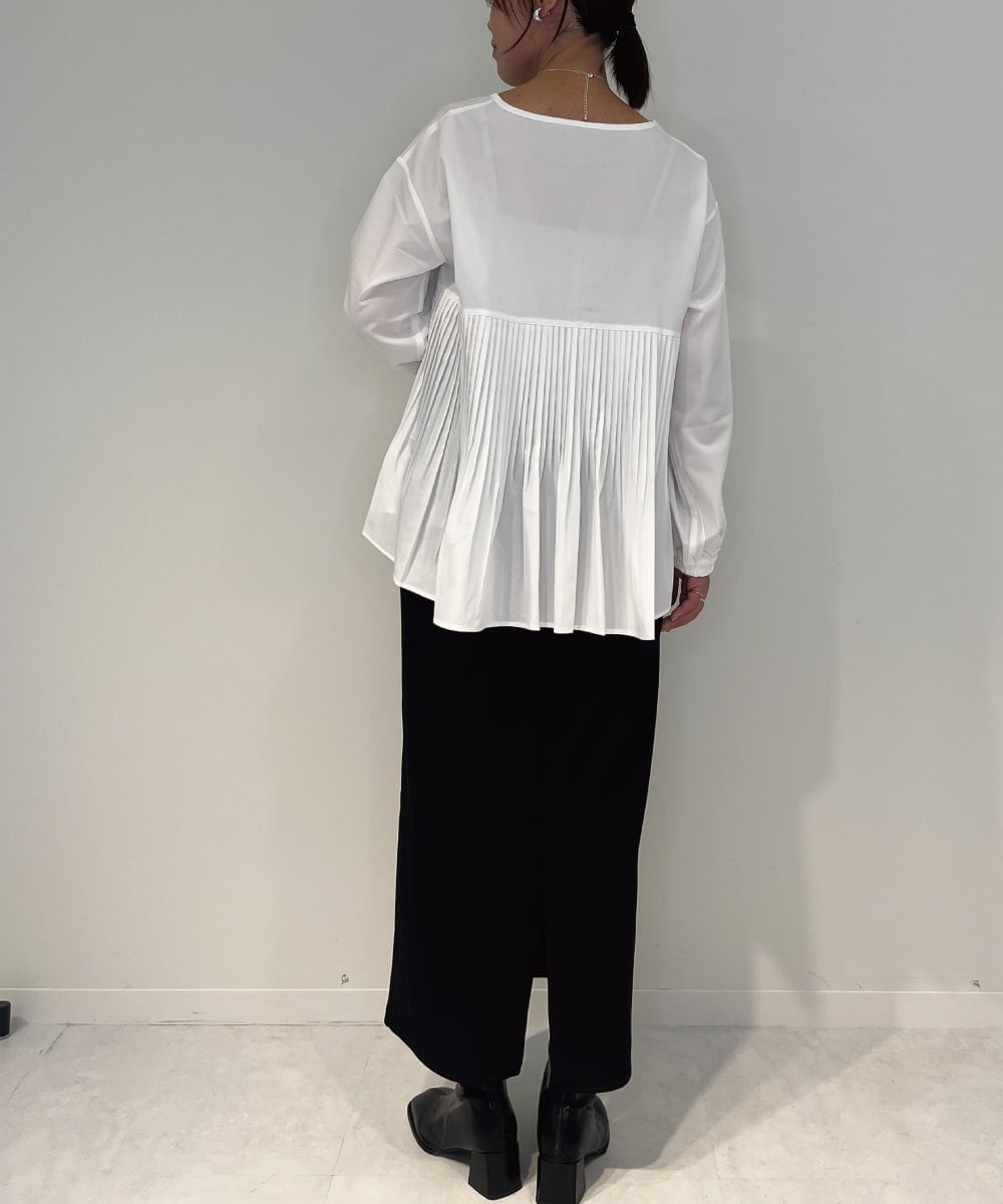 ZMFAE36150 al'aise modulation(アレーズモジュレーション) 【セットアイテム/洗える】デザインブラウス×フリンジヤーンニットベスト ブラック