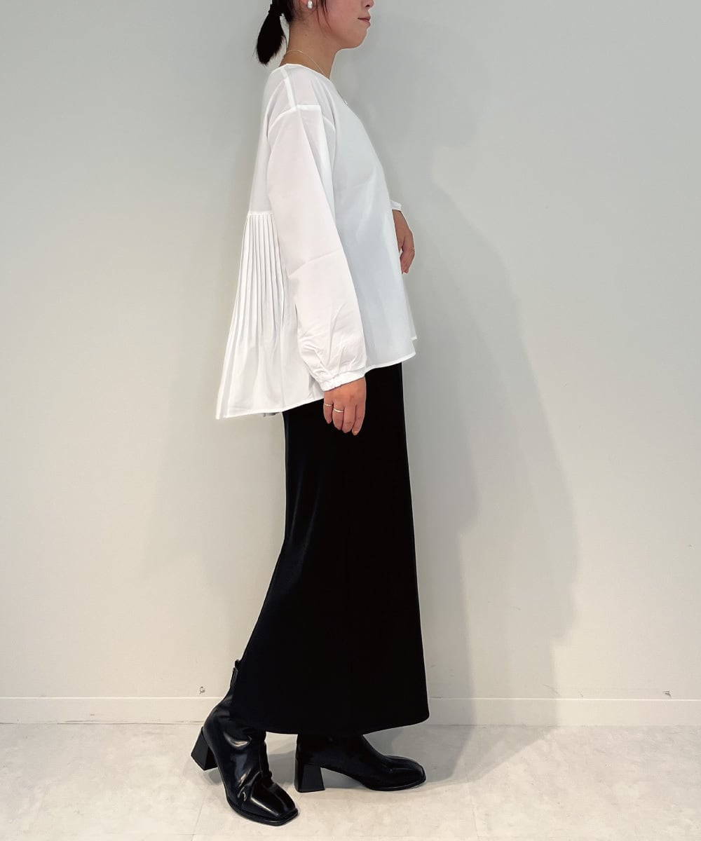 ZMFAE36150 al'aise modulation(アレーズモジュレーション) 【セットアイテム/洗える】デザインブラウス×フリンジヤーンニットベスト ブラック