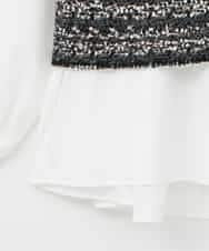 ZMFAE36150 al'aise modulation(アレーズモジュレーション) 【セットアイテム/洗える】デザインブラウス×フリンジヤーンニットベスト ブラック