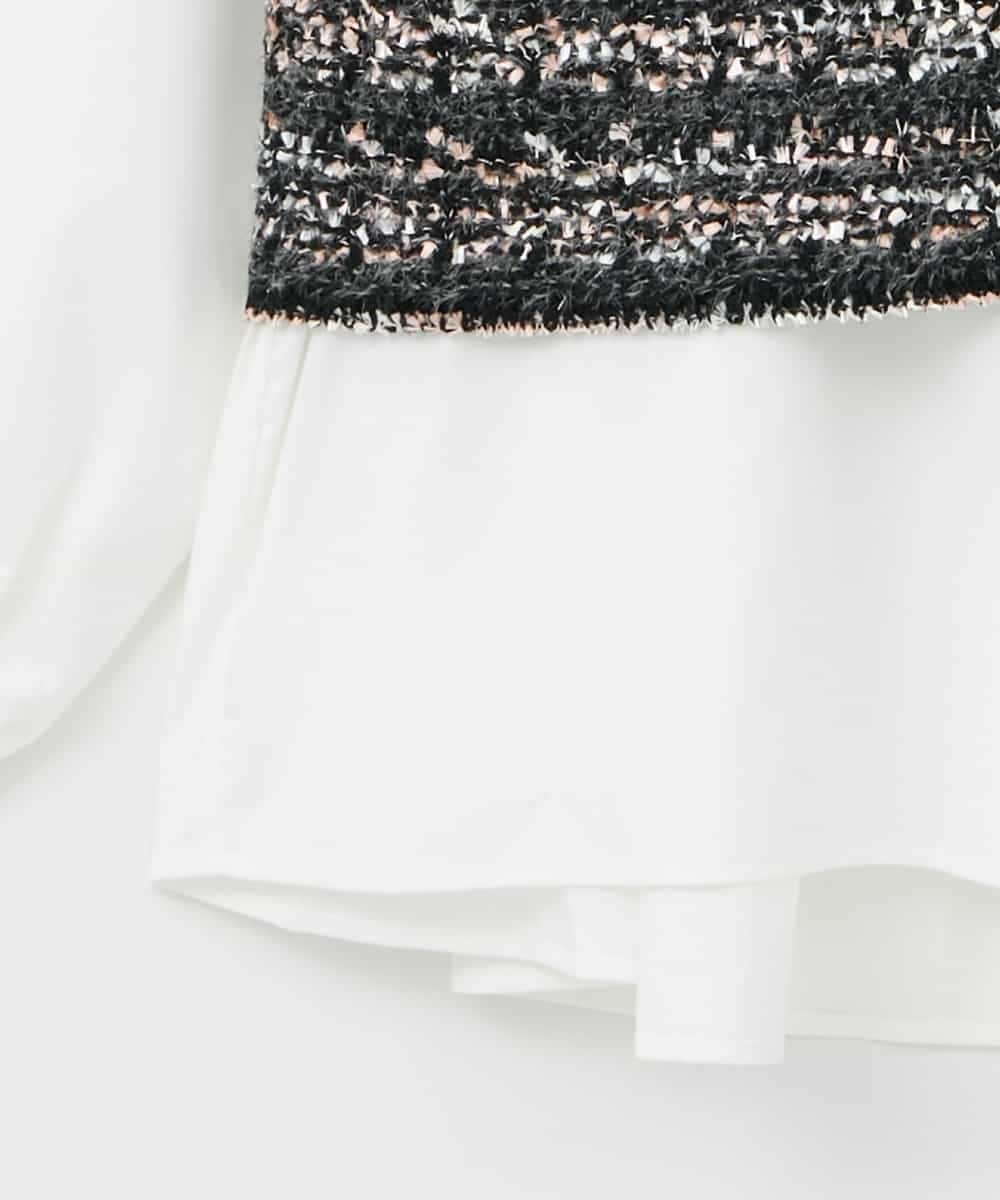 ZMFAE36150 al'aise modulation(アレーズモジュレーション) 【セットアイテム/洗える】デザインブラウス×フリンジヤーンニットベスト ブラック