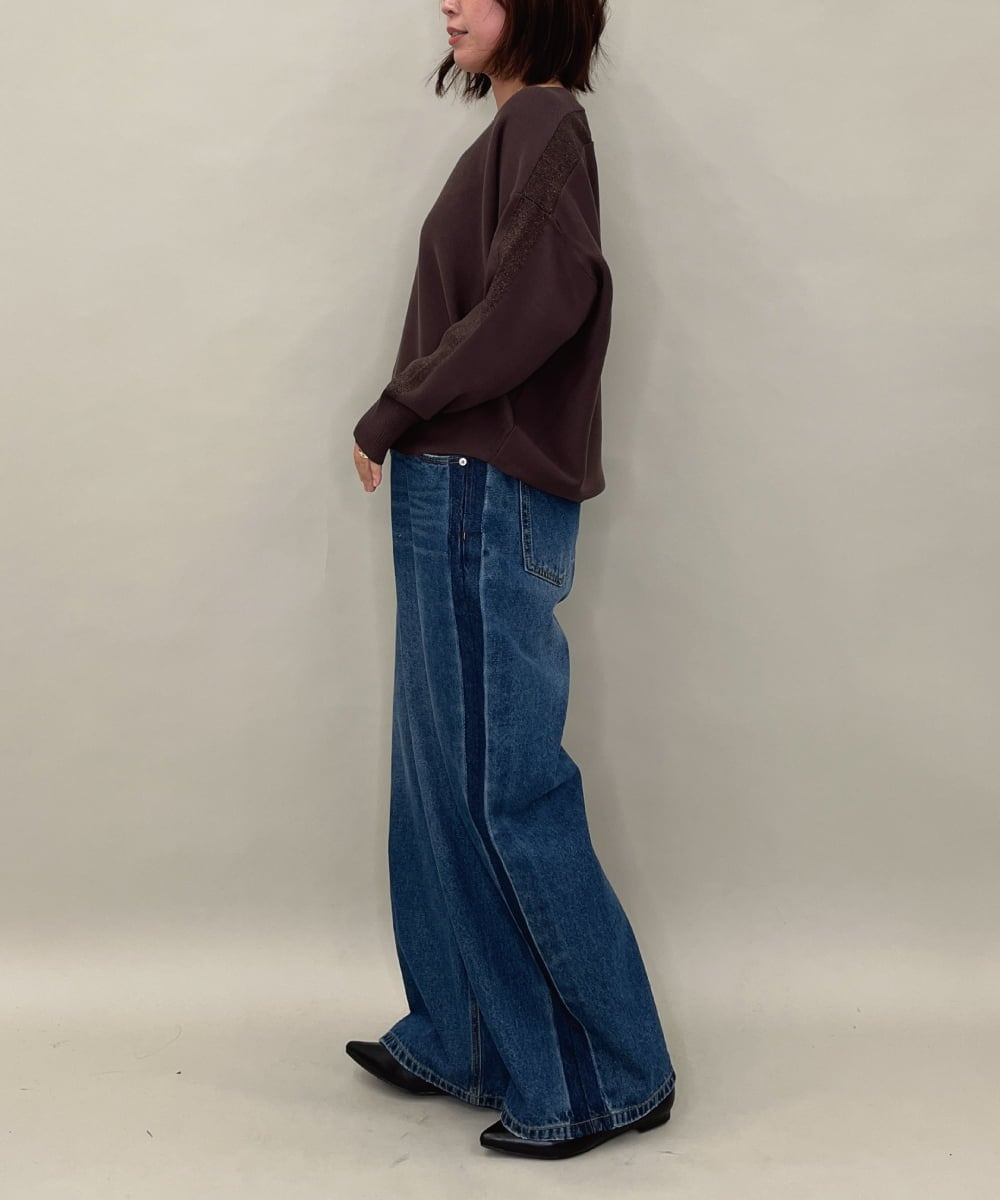 ZMFAE37098 al'aise modulation(アレーズモジュレーション) 【洗える】コクーンシルエットデザインニットプルオーバー ブラウン