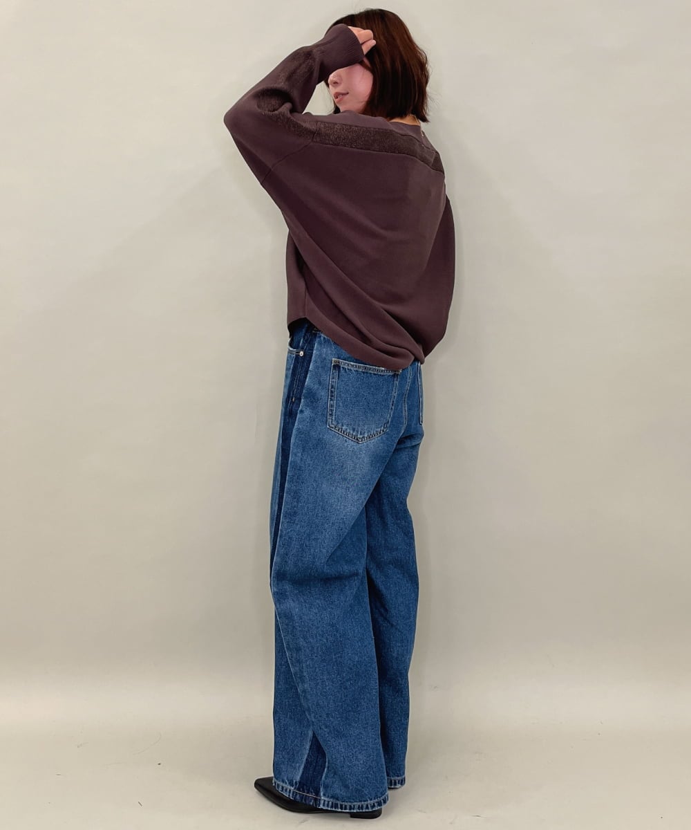 ZMFAE37098 al'aise modulation(アレーズモジュレーション) 【洗える】コクーンシルエットデザインニットプルオーバー ブラウン