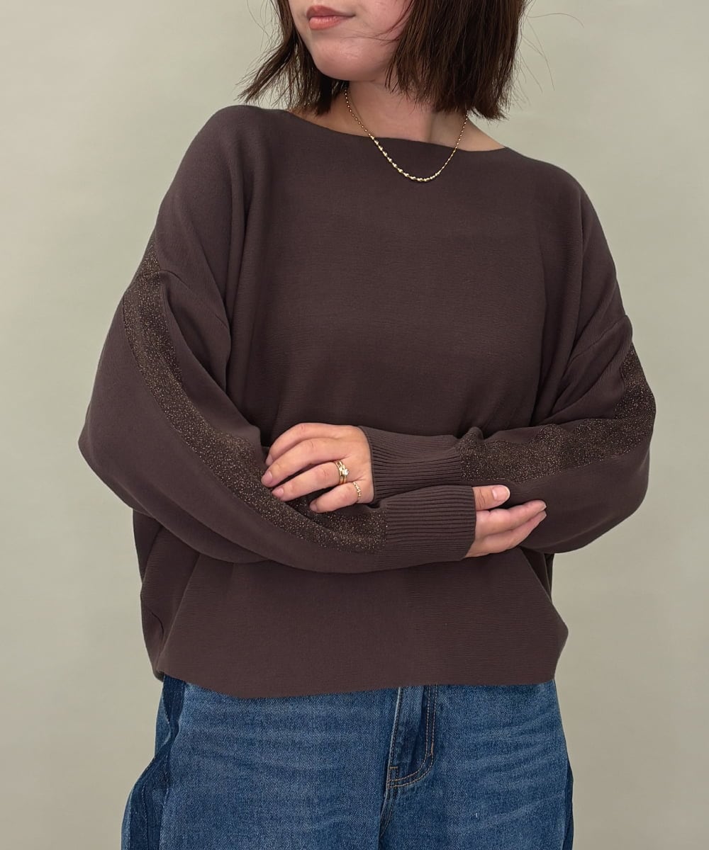 ZMFAE37098 al'aise modulation(アレーズモジュレーション) 【洗える】コクーンシルエットデザインニットプルオーバー ブラウン