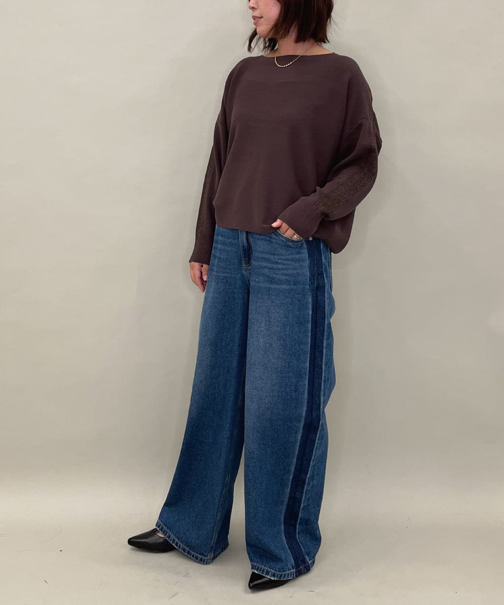 ZMFAE37098 al'aise modulation(アレーズモジュレーション) 【洗える】コクーンシルエットデザインニットプルオーバー ブラウン