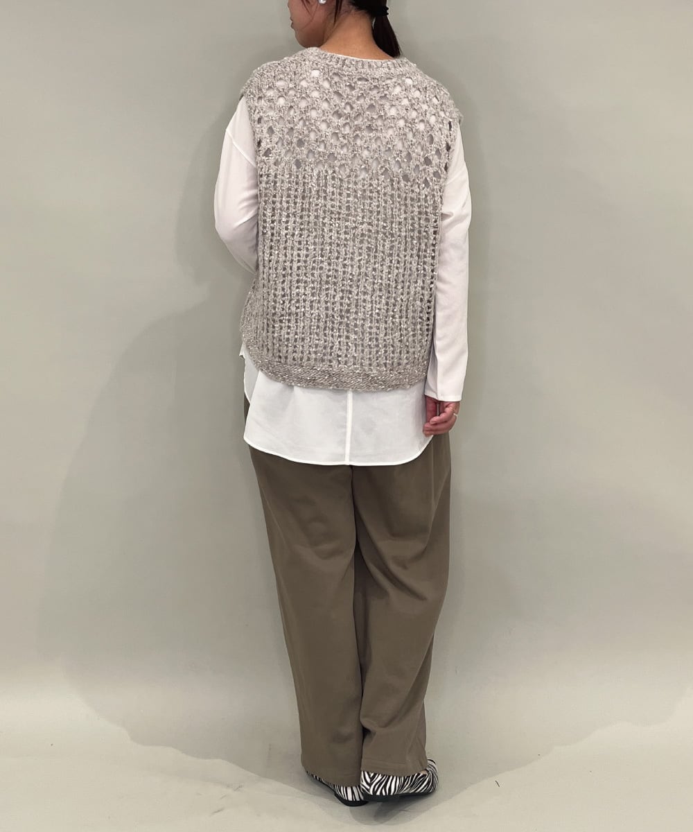 ZMFAE38098 al'aise modulation(アレーズモジュレーション) 【洗える】シャギーヤーンラメ混ニットベスト ベージュ