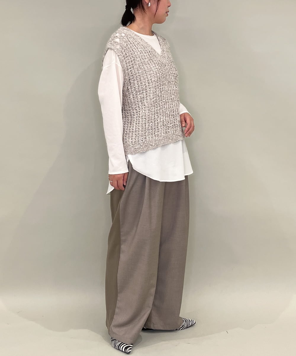 ZMFAE38098 al'aise modulation(アレーズモジュレーション) 【洗える】シャギーヤーンラメ混ニットベスト ベージュ