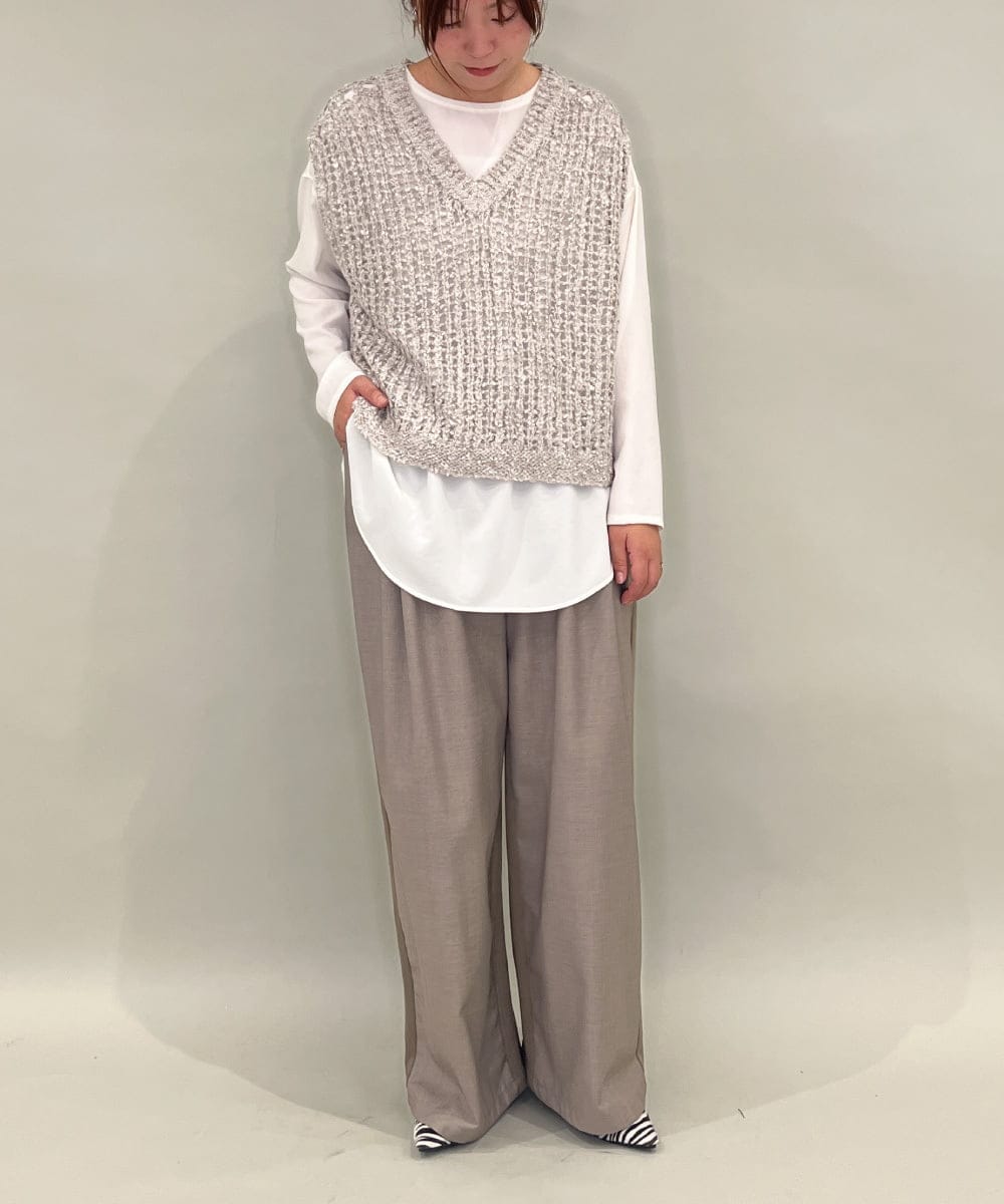 ZMFAE38098 al'aise modulation(アレーズモジュレーション) 【洗える】シャギーヤーンラメ混ニットベスト ベージュ