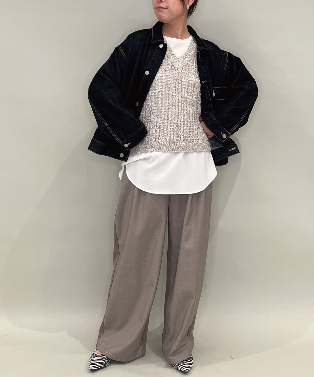 ZMFAE38098 al'aise modulation(アレーズモジュレーション) 【洗える】シャギーヤーンラメ混ニットベスト ベージュ