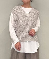 ZMFAE38098 al'aise modulation(アレーズモジュレーション) 【洗える】シャギーヤーンラメ混ニットベスト ベージュ