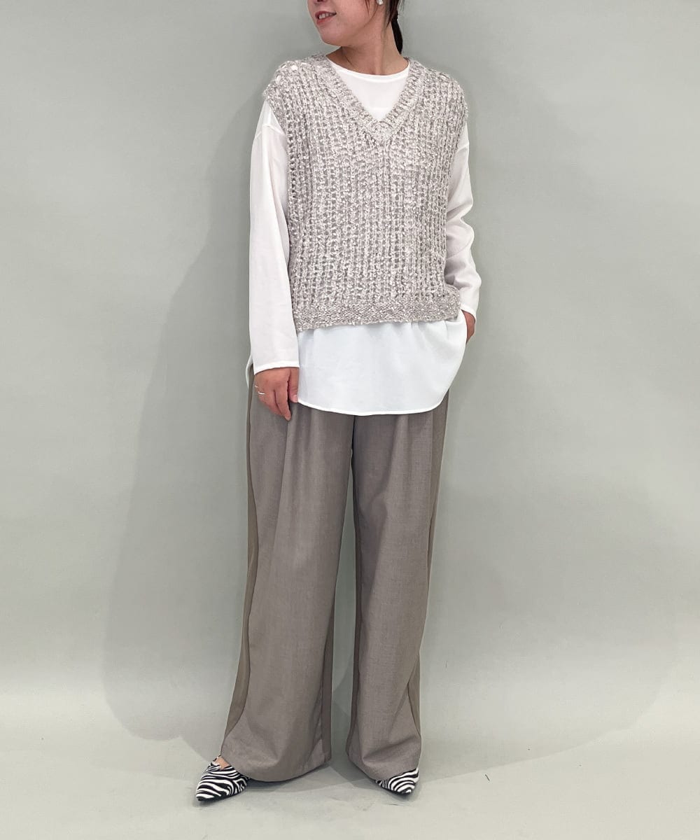 ZMFAE38098 al'aise modulation(アレーズモジュレーション) 【洗える】シャギーヤーンラメ混ニットベスト ベージュ