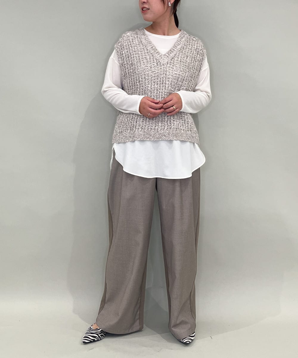 ZMFAE38098 al'aise modulation(アレーズモジュレーション) 【洗える】シャギーヤーンラメ混ニットベスト ベージュ