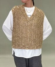 ZMFAE38098 al'aise modulation(アレーズモジュレーション) 【洗える】シャギーヤーンラメ混ニットベスト ブラウン