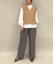 ZMFAE38098 al'aise modulation(アレーズモジュレーション) 【洗える】シャギーヤーンラメ混ニットベスト ブラウン