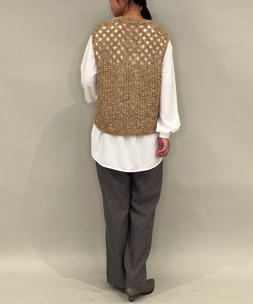 ZMFAE38098 al'aise modulation(アレーズモジュレーション) 【洗える】シャギーヤーンラメ混ニットベスト ブラウン