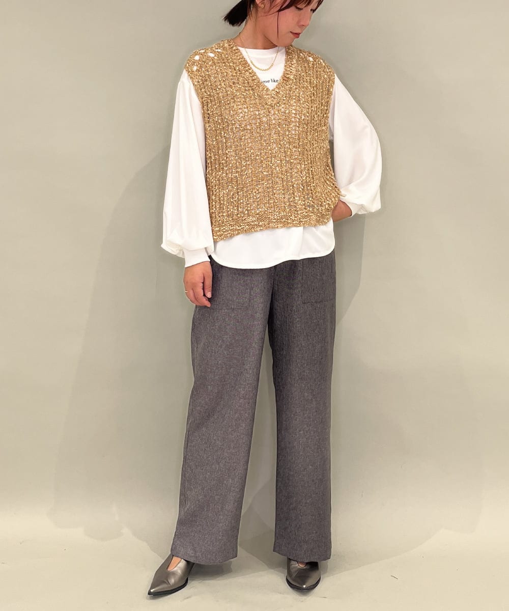 ZMFAE38098 al'aise modulation(アレーズモジュレーション) 【洗える】シャギーヤーンラメ混ニットベスト ブラウン