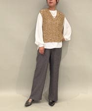 ZMFAE38098 al'aise modulation(アレーズモジュレーション) 【洗える】シャギーヤーンラメ混ニットベスト ブラウン