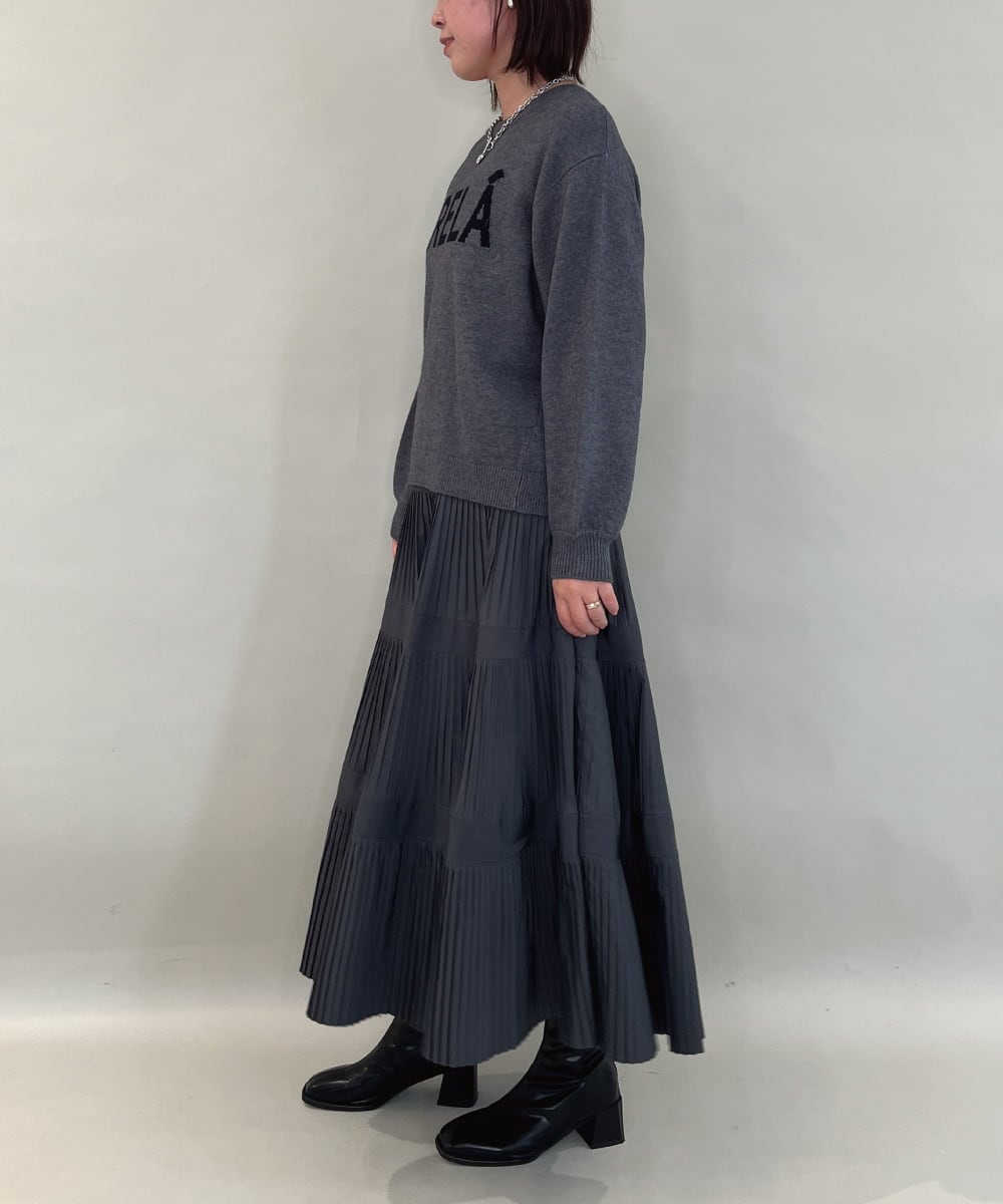 ZMFAE40110 al'aise modulation(アレーズモジュレーション) 【洗える】コンパクトロゴニット ダークグレー