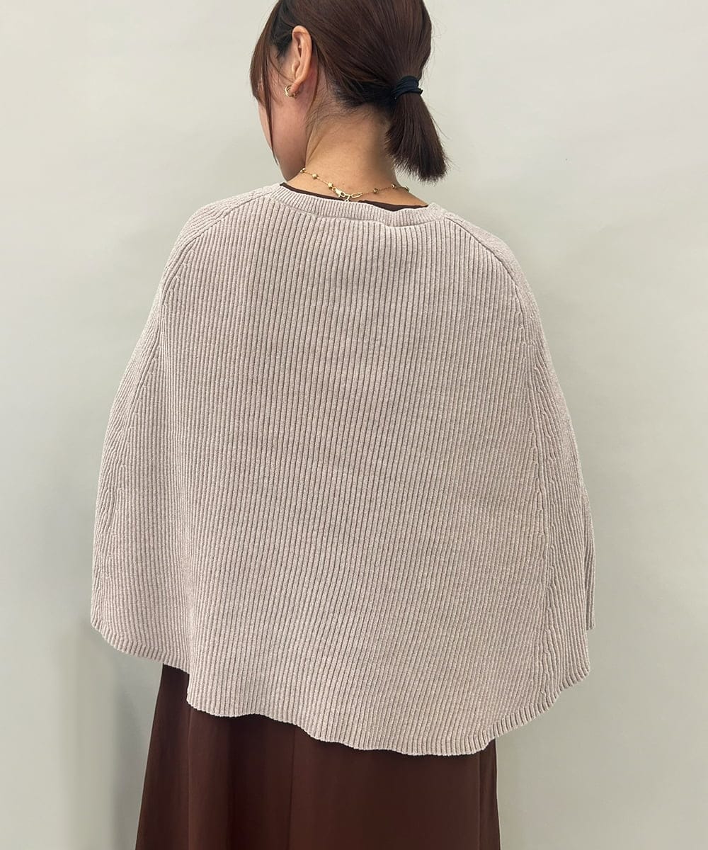 ZMFAE41098 al'aise modulation(アレーズモジュレーション) 【洗える】リブニットポンチョ ベージュ