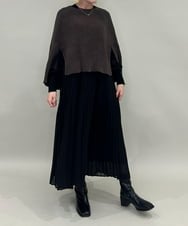 ZMFAE41098 al'aise modulation(アレーズモジュレーション) 【洗える】リブニットポンチョ ブラウン