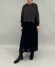 ZMFAE41098 al'aise modulation(アレーズモジュレーション) 【洗える】リブニットポンチョ ブラウン