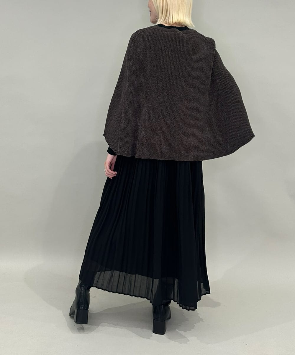 ZMFAE41098 al'aise modulation(アレーズモジュレーション) 【洗える】リブニットポンチョ ブラウン