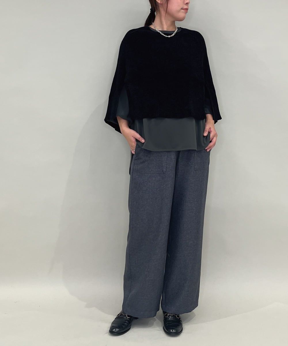 ZMFAE41098 al'aise modulation(アレーズモジュレーション) 【洗える】リブニットポンチョ ブラック