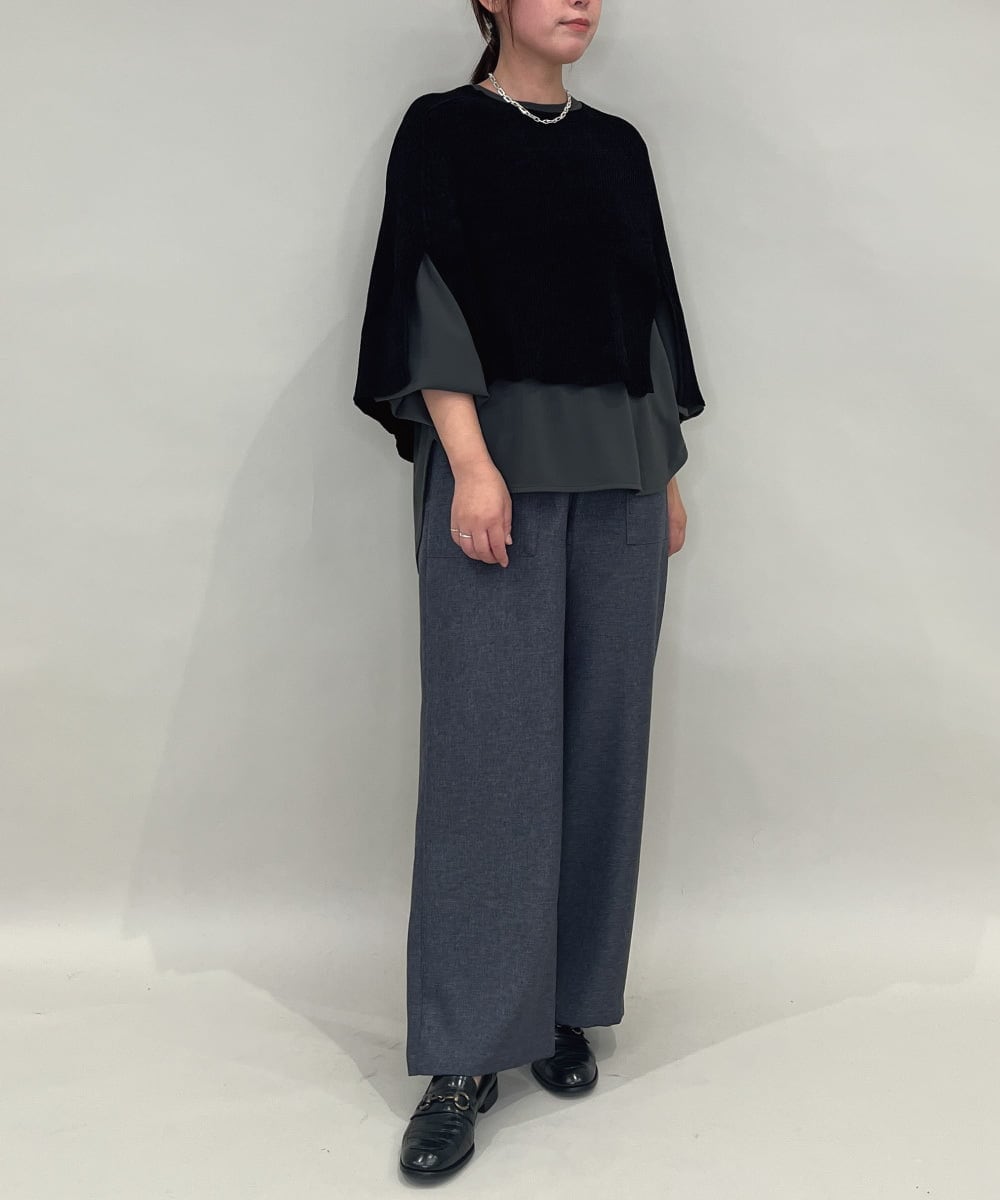 ZMFAE41098 al'aise modulation(アレーズモジュレーション) 【洗える】リブニットポンチョ ブラック