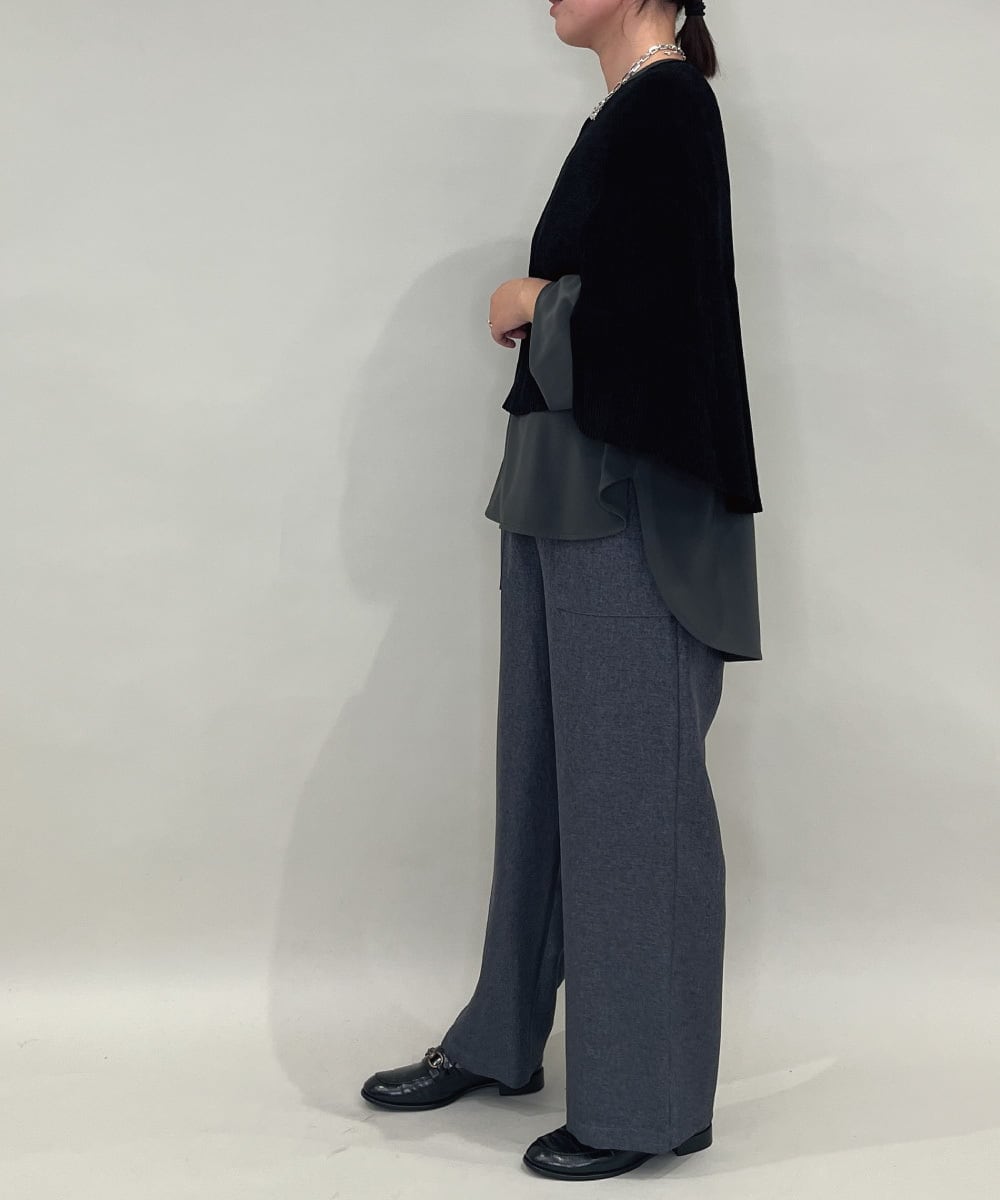 ZMFAE41098 al'aise modulation(アレーズモジュレーション) 【洗える】リブニットポンチョ ブラック