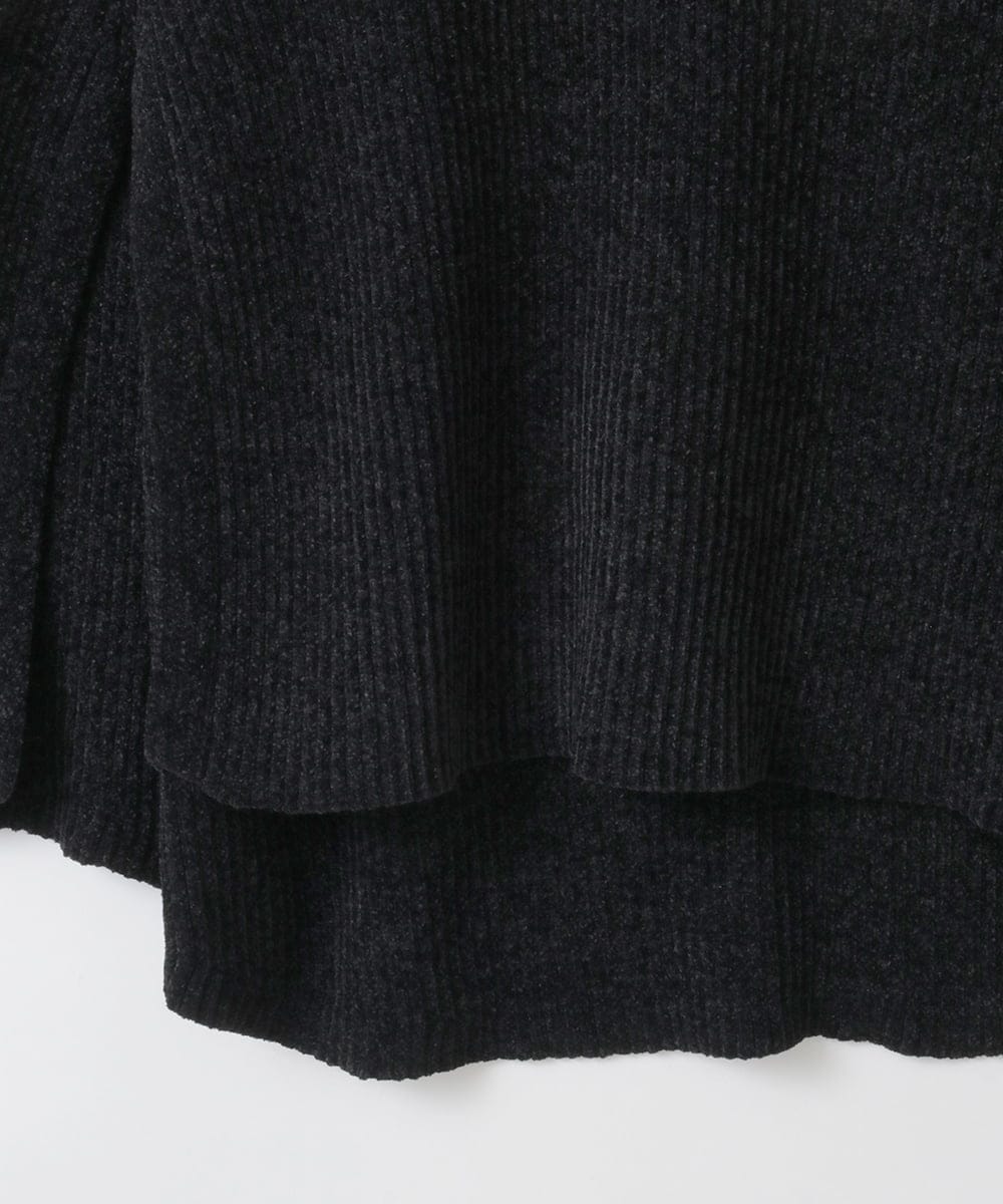 ZMFAE41098 al'aise modulation(アレーズモジュレーション) 【洗える】リブニットポンチョ ブラック