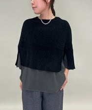 ZMFAE41098 al'aise modulation(アレーズモジュレーション) 【洗える】リブニットポンチョ ブラック