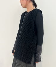 ZMFAE42140 al'aise modulation(アレーズモジュレーション) テープヤーンVネックベスト ブラック