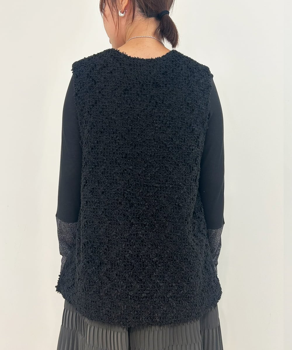 ZMFAE42140 al'aise modulation(アレーズモジュレーション) テープヤーンVネックベスト ブラック