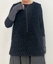 ZMFAE42140 al'aise modulation(アレーズモジュレーション) テープヤーンVネックベスト ブラック