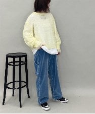 ZMFAE43110 al'aise modulation(アレーズモジュレーション) モヘヤ混ルーズメッシュニットプルオーバー ライトイエロー