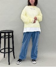 ZMFAE43110 al'aise modulation(アレーズモジュレーション) モヘヤ混ルーズメッシュニットプルオーバー ライトイエロー