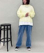 ZMFAE43110 al'aise modulation(アレーズモジュレーション) モヘヤ混ルーズメッシュニットプルオーバー ライトイエロー