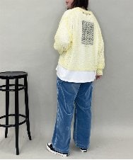 ZMFAE43110 al'aise modulation(アレーズモジュレーション) モヘヤ混ルーズメッシュニットプルオーバー ライトイエロー
