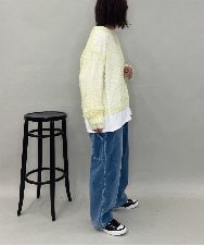 ZMFAE43110 al'aise modulation(アレーズモジュレーション) モヘヤ混ルーズメッシュニットプルオーバー ライトイエロー