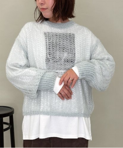 ZMFAE43110 al'aise modulation モヘヤ混ルーズメッシュニットプルオーバー