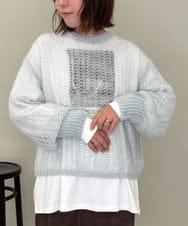 ZMFAE43110 al'aise modulation(アレーズモジュレーション) モヘヤ混ルーズメッシュニットプルオーバー ライトブルー