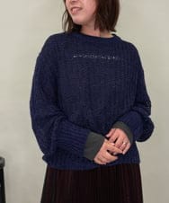 ZMFAE43110 al'aise modulation(アレーズモジュレーション) モヘヤ混ルーズメッシュニットプルオーバー ネイビー