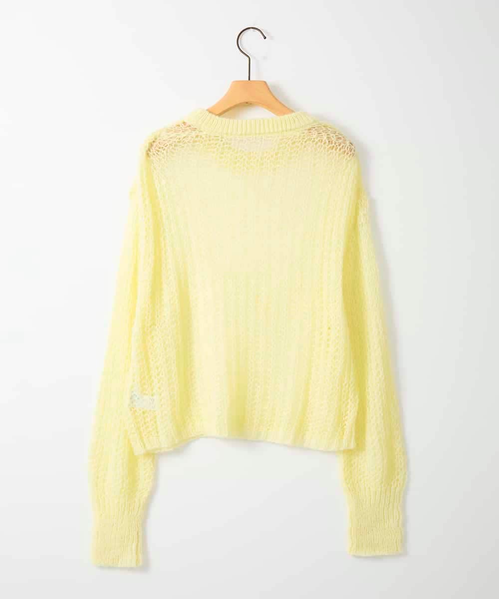 ZMFAE43110 al'aise modulation(アレーズモジュレーション) モヘヤ混ルーズメッシュニットプルオーバー ライトイエロー