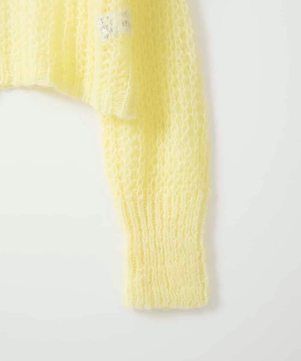 ZMFAE43110 al'aise modulation(アレーズモジュレーション) モヘヤ混ルーズメッシュニットプルオーバー ライトイエロー