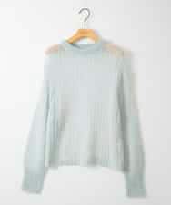 ZMFAE43110 al'aise modulation(アレーズモジュレーション) モヘヤ混ルーズメッシュニットプルオーバー ライトブルー
