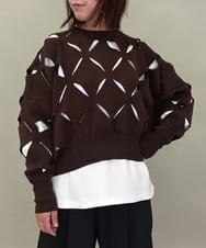 ZMFAE44150 al'aise modulation(アレーズモジュレーション) 【洗える】ホールデザインニットプルオーバー ブラウン