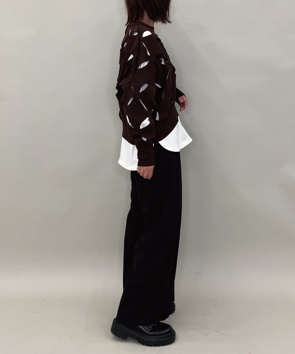 ZMFAE44150 al'aise modulation(アレーズモジュレーション) 【洗える】ホールデザインニットプルオーバー ブラウン