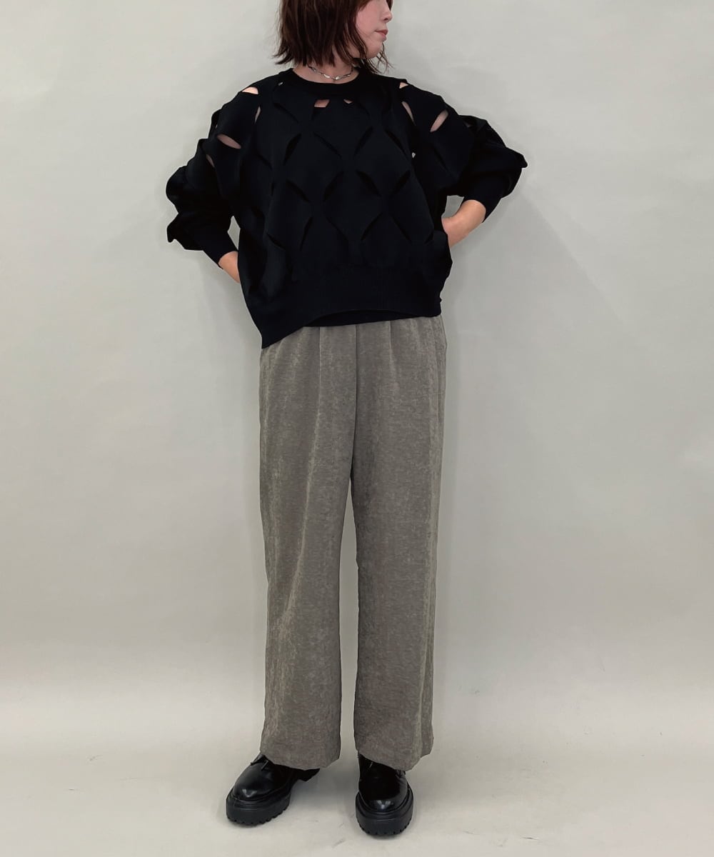 ZMFAE44150 al'aise modulation(アレーズモジュレーション) 【洗える】ホールデザインニットプルオーバー ブラック