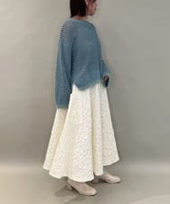 ZMFAE45130 al'aise modulation(アレーズモジュレーション) 【洗える】ファーアクセントメッシュニットプルオーバー ライトブルー