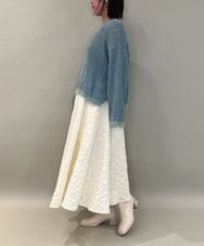 ZMFAE45130 al'aise modulation(アレーズモジュレーション) 【洗える】ファーアクセントメッシュニットプルオーバー ライトブルー