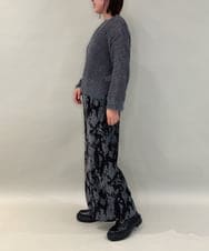 ZMFAE45130 al'aise modulation(アレーズモジュレーション) 【洗える】ファーアクセントメッシュニットプルオーバー ダークグレー